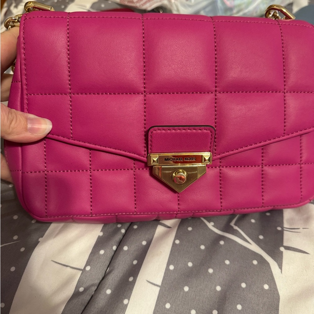 Michael Kors Pink Quilted leather soho bag in wild berry NWT